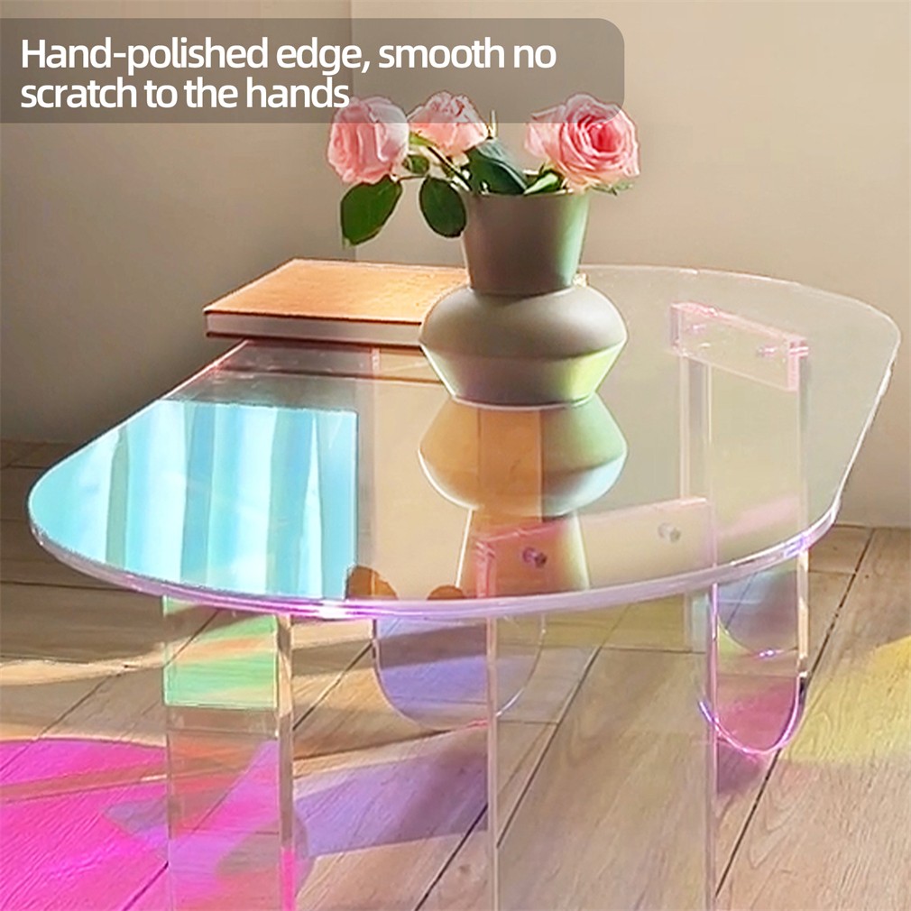 Rainbow-colored Coffee Table With Pvc Mat Vitality Indoor Home Decoration