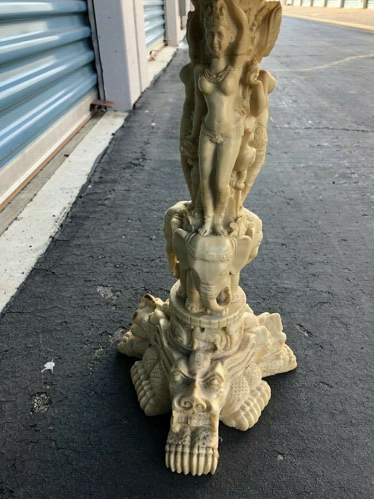 Vintage Asian Solid Resin With Embossed Carved