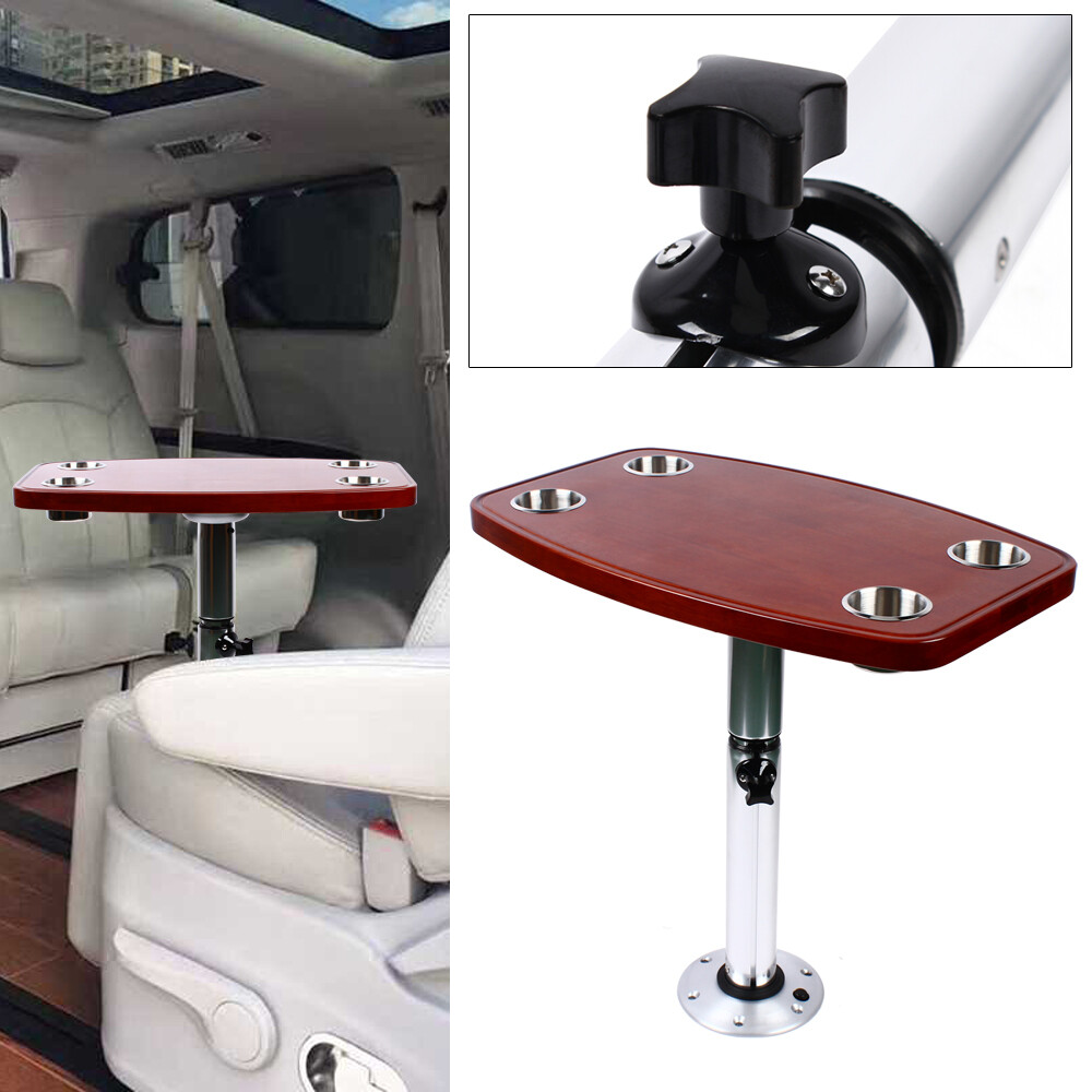 600*380mm Elm Table Top Rectangular+4 Cup Holders For Caravan Rv Marine Boat