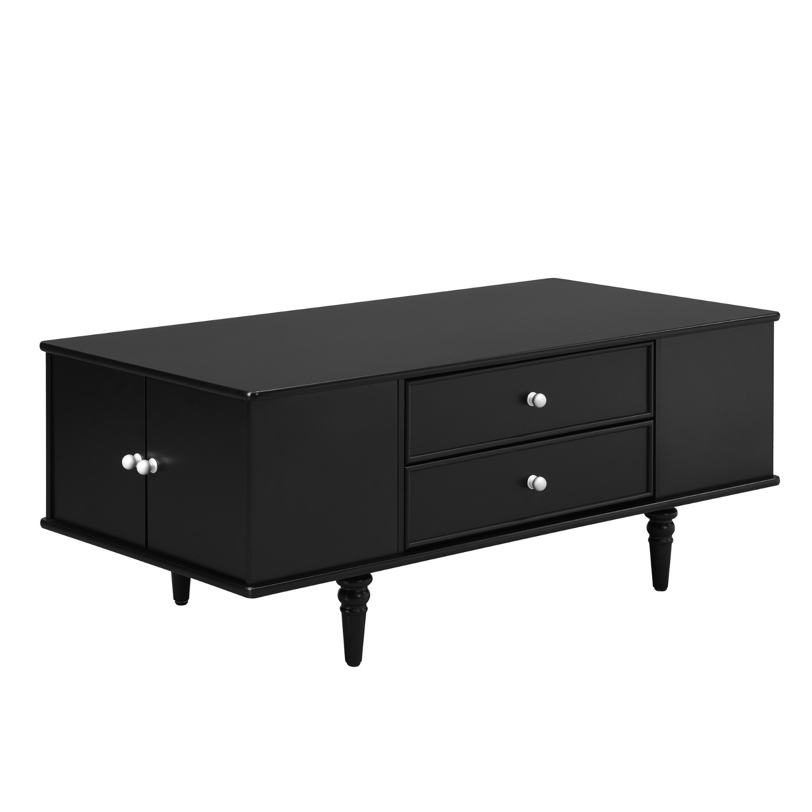 Modern Rectangle Coffee Table Center Table With Storage Drawers Solid Wood Legs