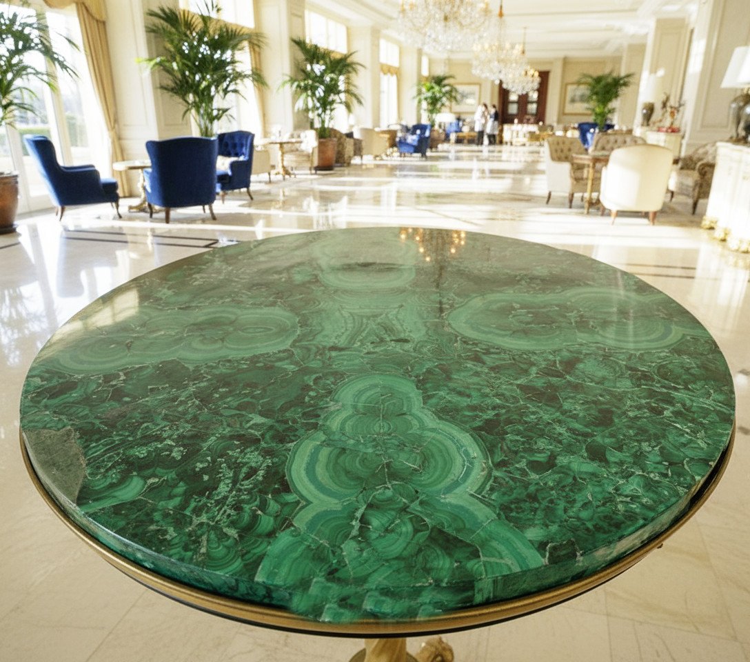 Premium Interior Home Decor | Handmade Malachite Stone Coffee Table Top