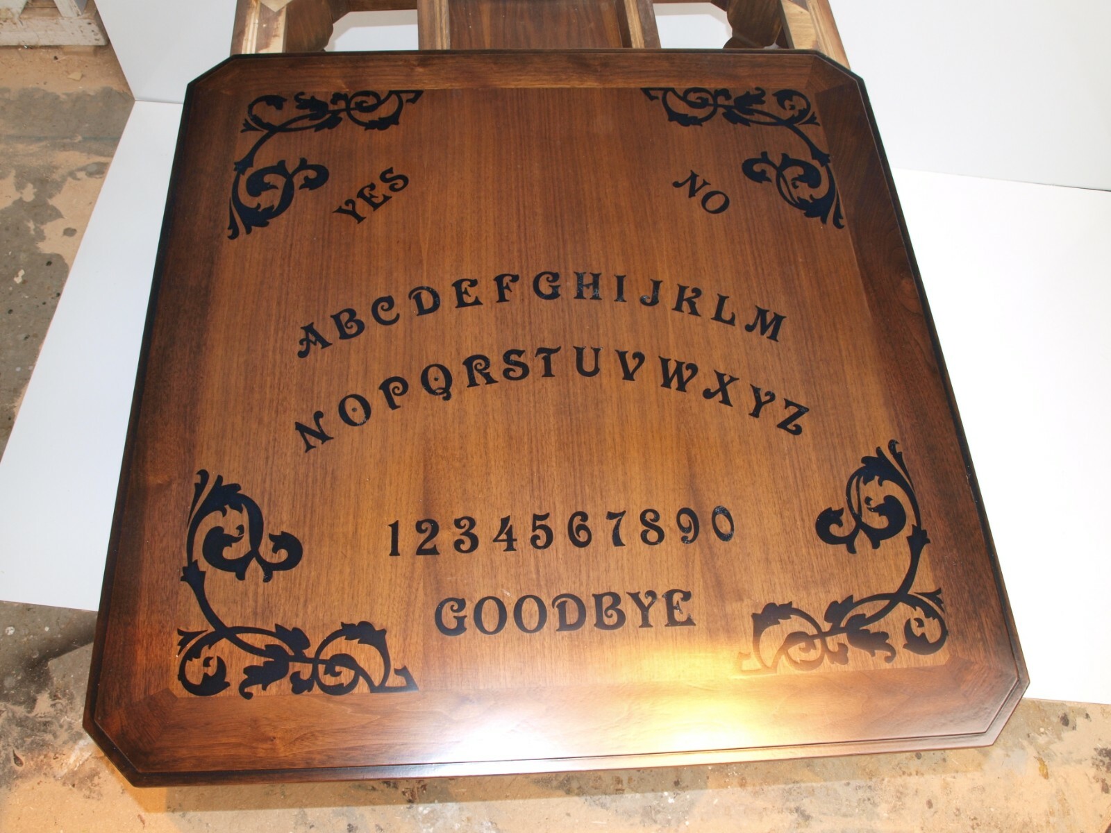  Handmade Walnut Spirit Table with Hand Carved Skull Motif Legs