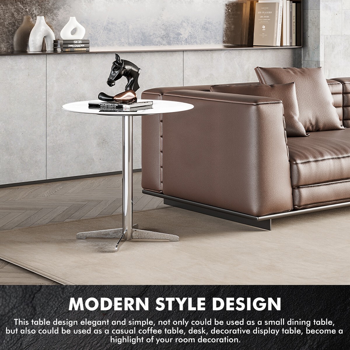 Nature Marble round end table living room Corner Coffee Sofa table small spaces