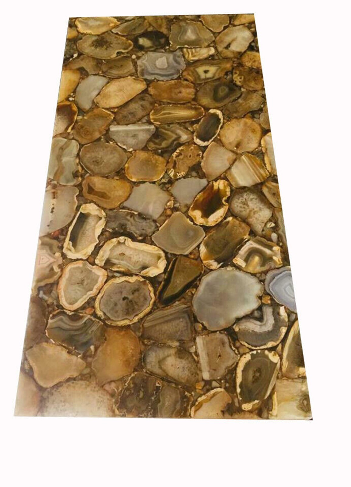 Yellow Agate Side Table Top | Epoxy Agate Coffee Table | Custom Stone Backsplash