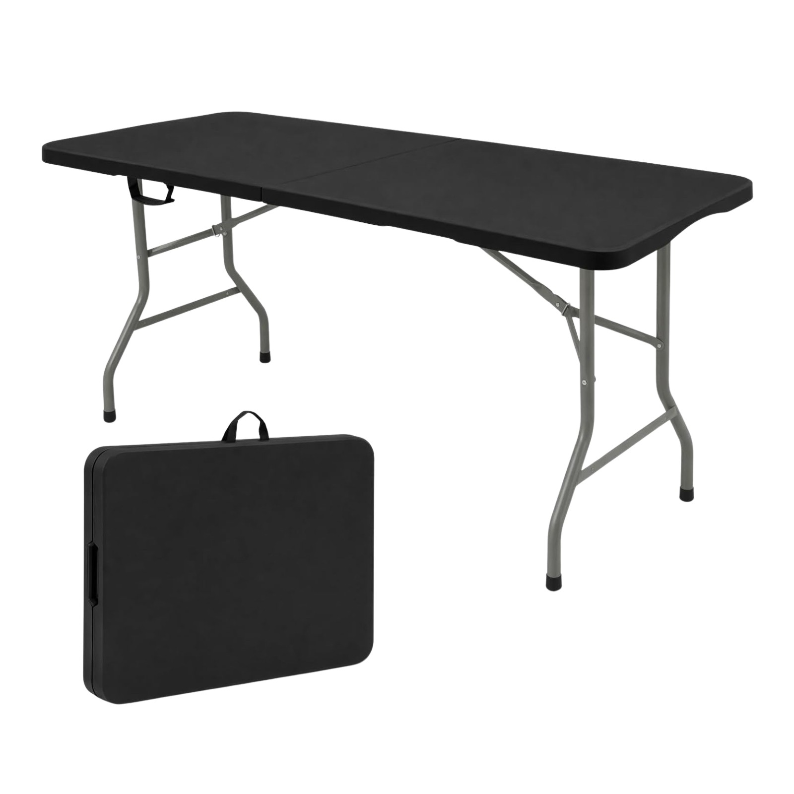 6Ft Plastic Folding Table – Ideal for Indoor/Outdoor Dining & Party Use Black