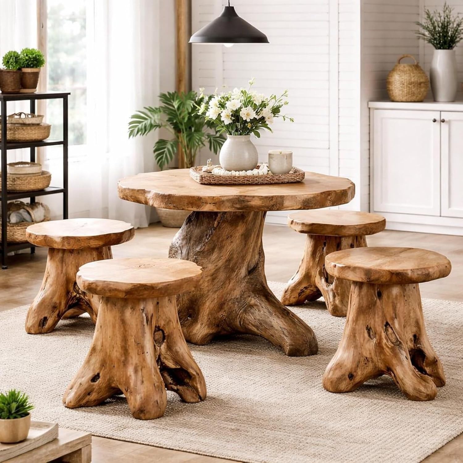 Natural Cedar Stump Stool 14″ End Table Live Edge Side Table Plant Stand NEW