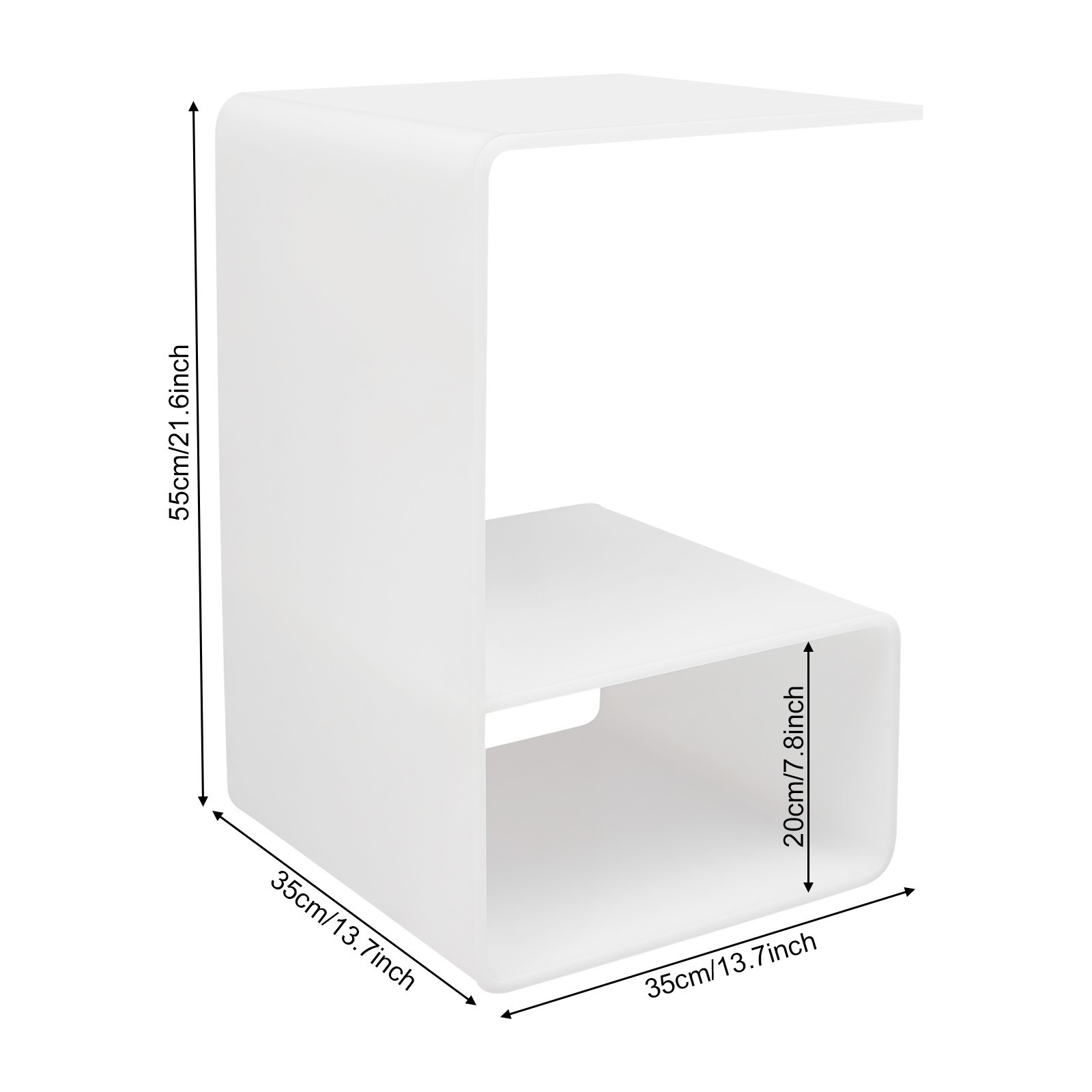 White End Table Acrylic Side Tables Free Standing Bedside Table No Assembly
