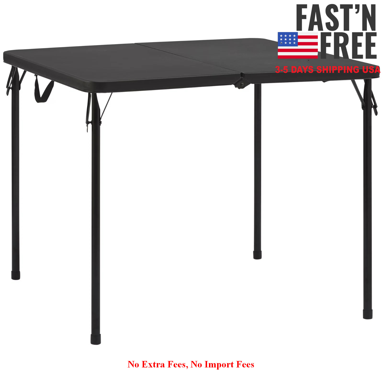 [HOT SALE] Mainstays 34″ Square Resin Fold-in-Half Table, Rich Black, NEW USA