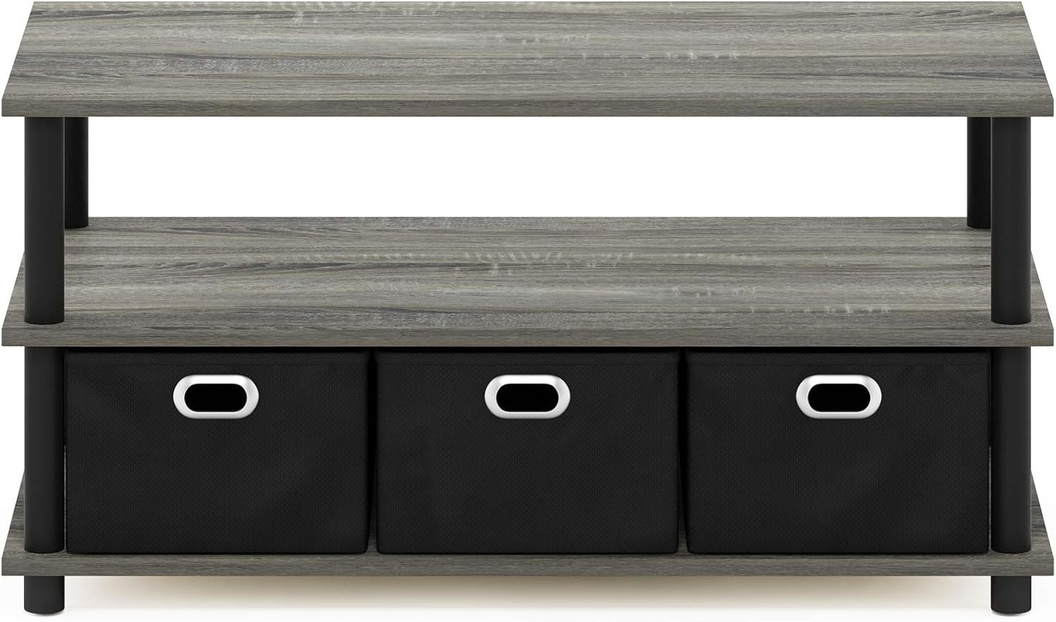 FURINNO Turn-N-Tube Coffee Table, 31.22D x 15.5W x 15.8H in, French Oak Grey/Bla