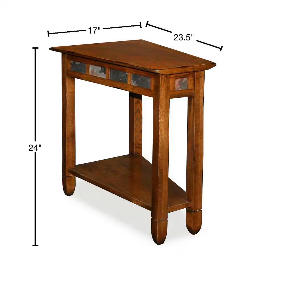 17 In. W X 23.5 In. D Rustic Wood with Rustic Slate Highlights Wedge Shaped Wood