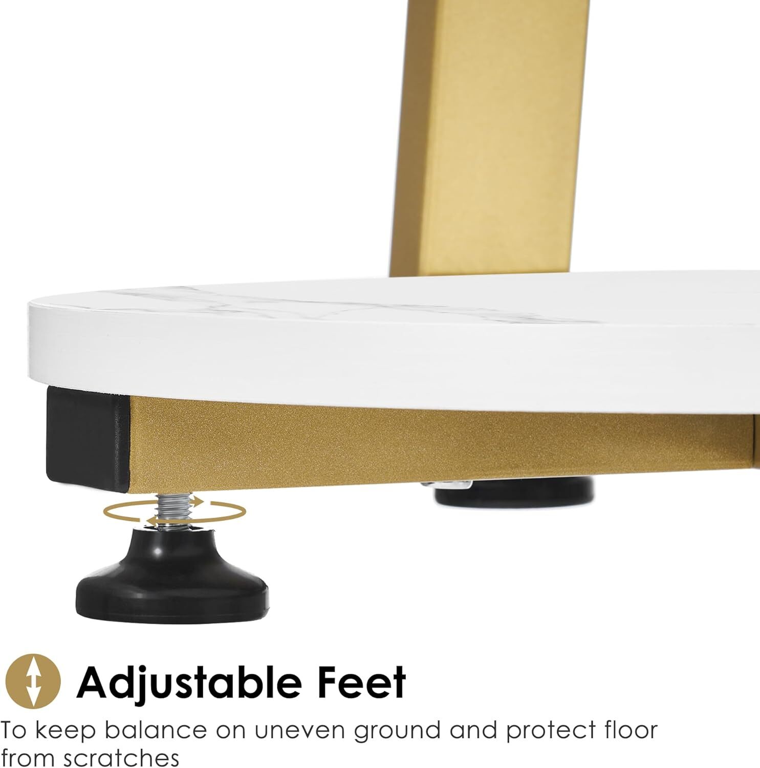 Living Room Bedroom Nightstand Gold White Tall Stand