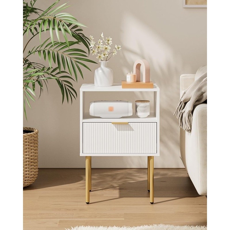 Compact Modern Nightstand Stylish Bedside Table W/ Drawer Bedroom Living Room US