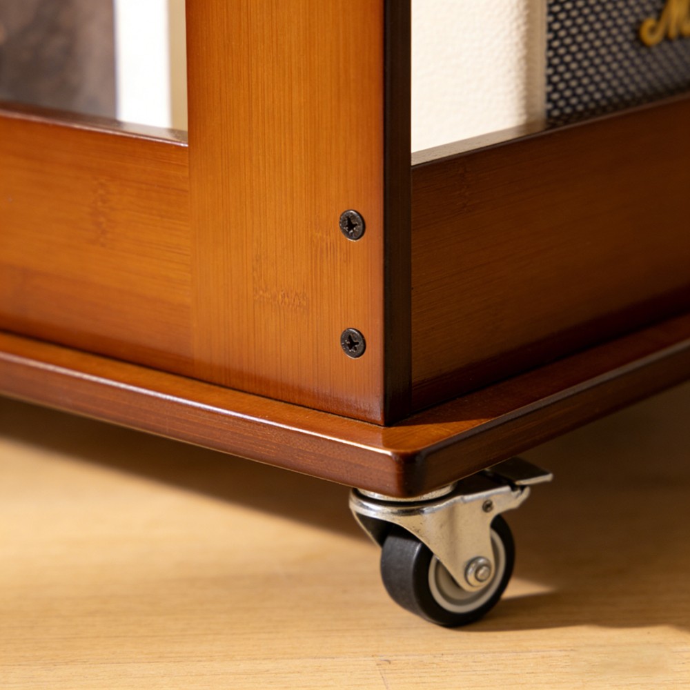 Folding Edge Table With Movable Storage, Bamboo Foldable Tabletop for Beds Sofas
