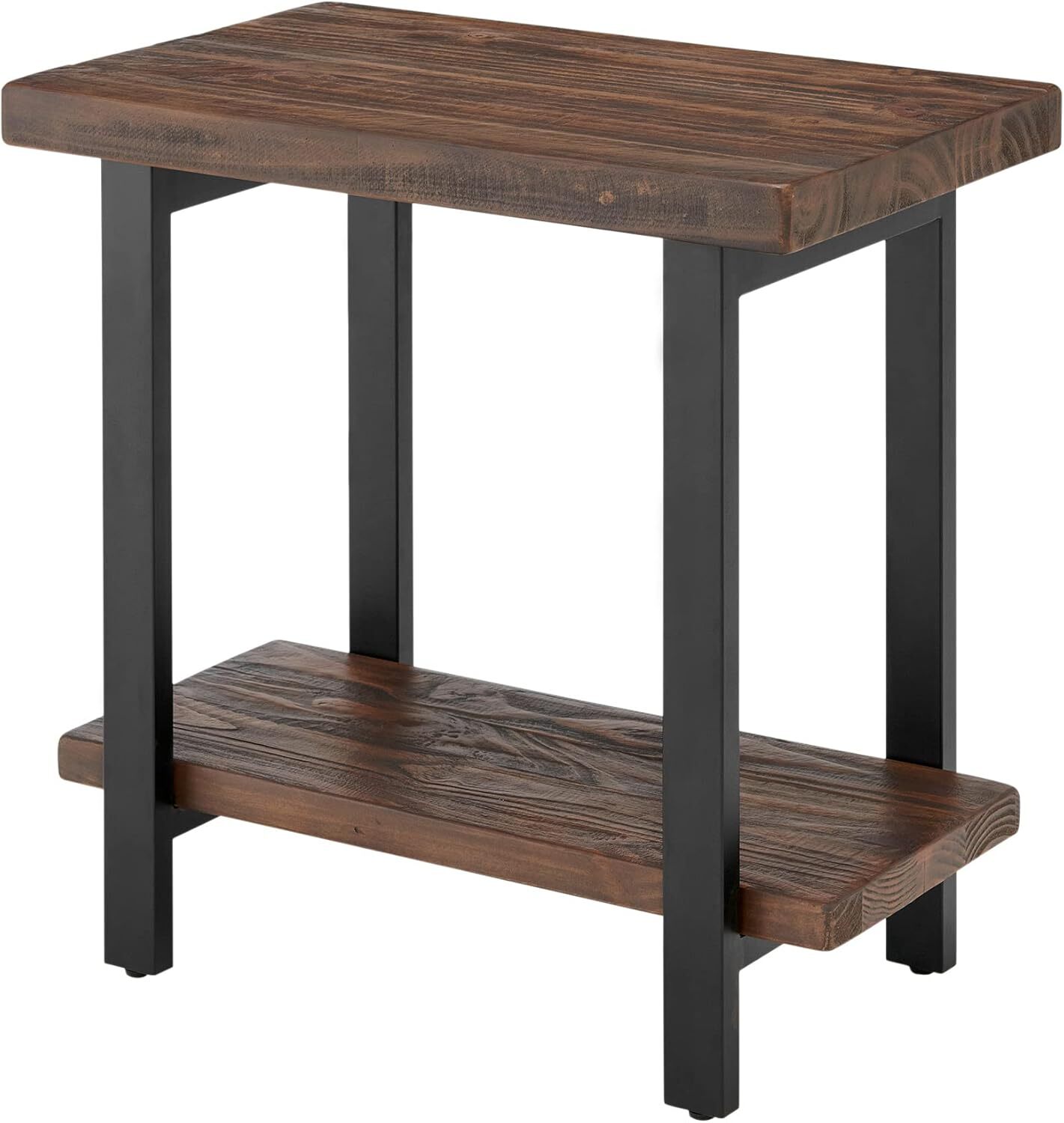 Alaterre Furniture Pomona Metal and Wood End Table, 17 in x 27 x 27 Brown