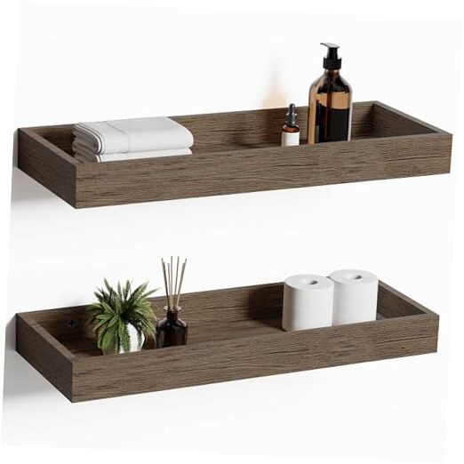 2 Pack Floating Shelves for Wall, Wooden Wall Shelves for 15.7 in Smoke Gray