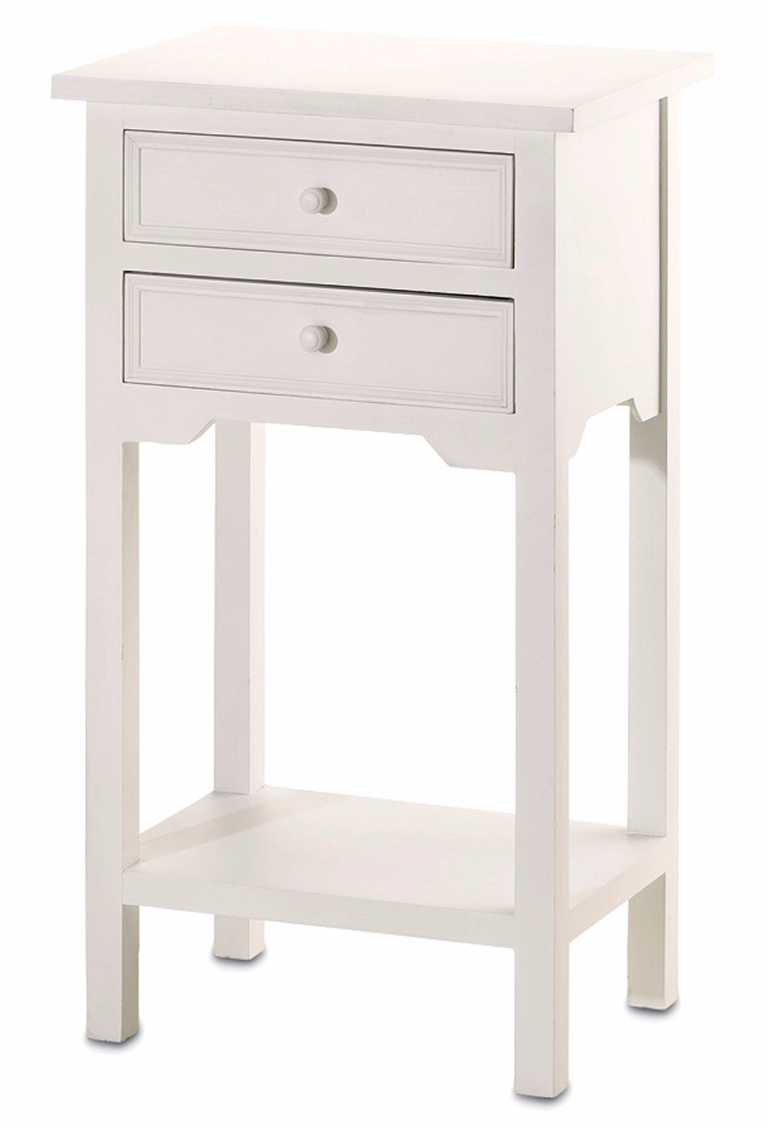 Set of 2 * WHITE CEDAR WOOD SIDE-END-NIGHT TABLES * 2 Drawers-Shelf * NIB