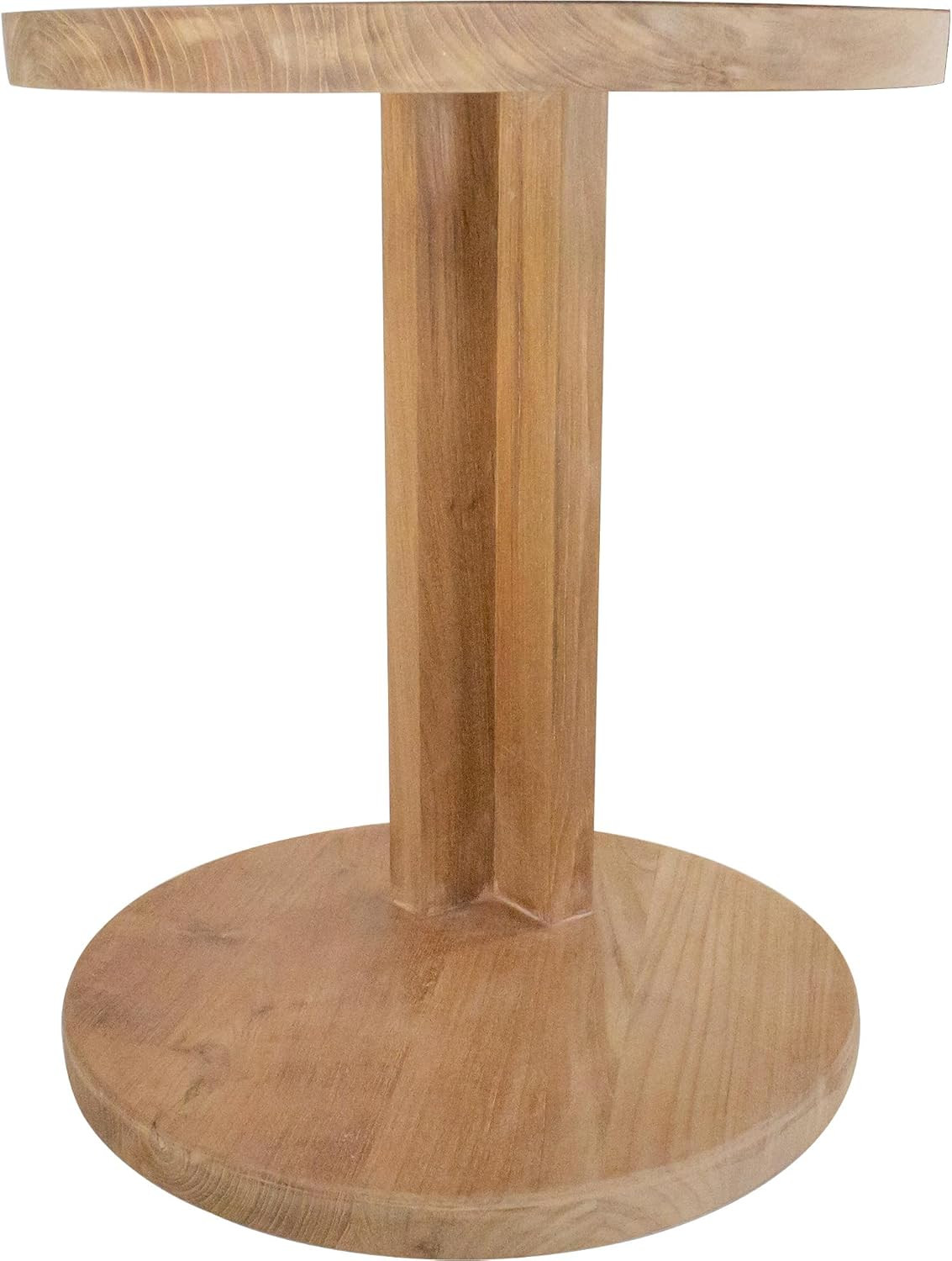 Nordic Teak C-Shaped Side Table – Solid Natural Teak Wood End Table for Sofa or