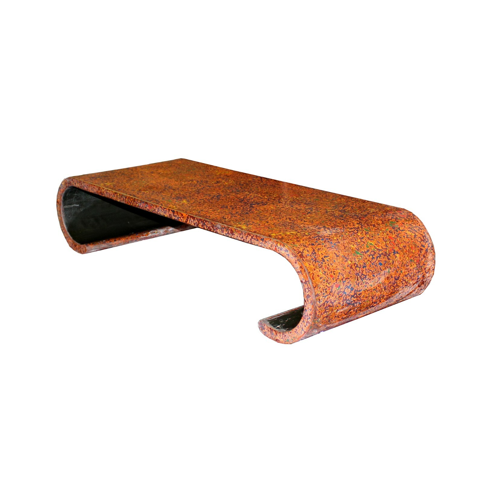Handmade Orange Red Multi-Layer Lacquer Wood Scroll Low Table Stand cs5483