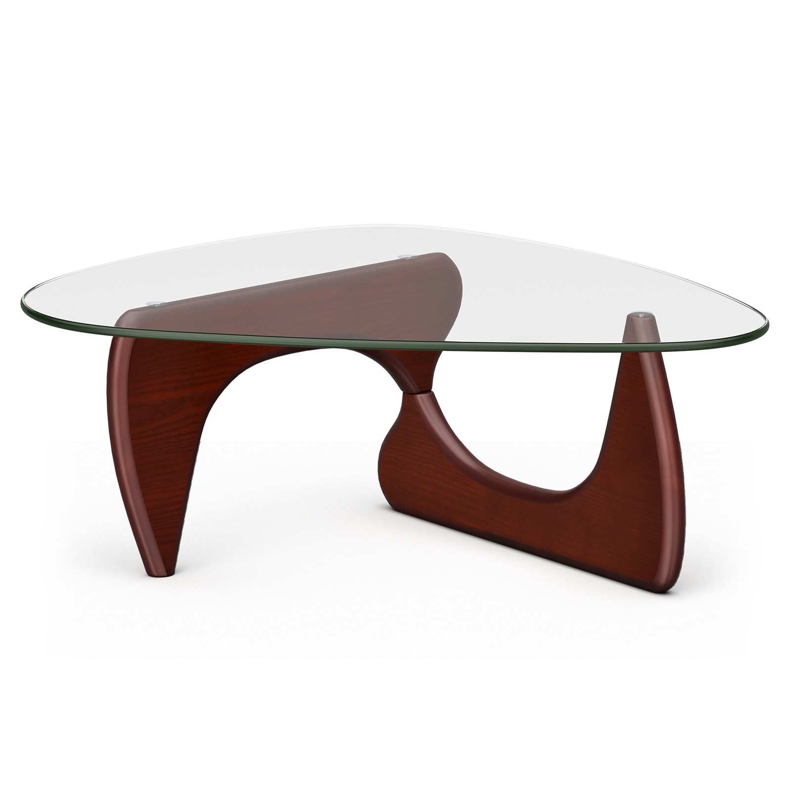Used Noguchi Style Coffee Table Triangle Glass Top Premium Solid Hardwood Base