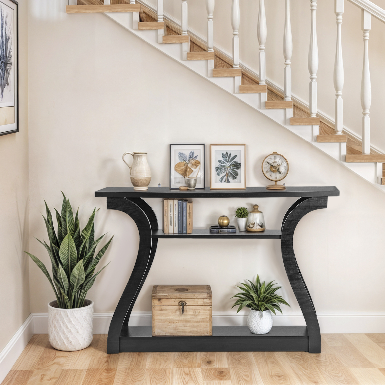 47″ Console Table Black Accent Side Stand Sofa Entryway Hallway Table Desk Wall