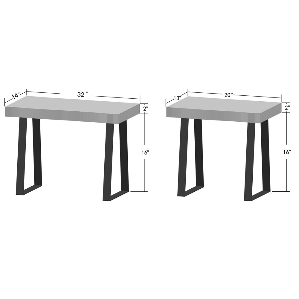 Natural Solid Wood Rectangle Bench Coffee Side Table with Metal Legs Rustic