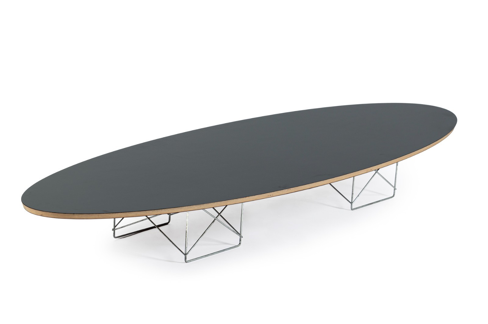 Eames Surfboard ETR Coffee Table for Herman Miller, Black Mid Century Modern