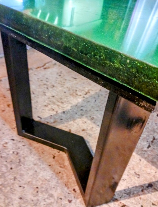 Transparent Epoxy Resin & Wood Coffee Table, Natural Wood Epoxy Accent Table H