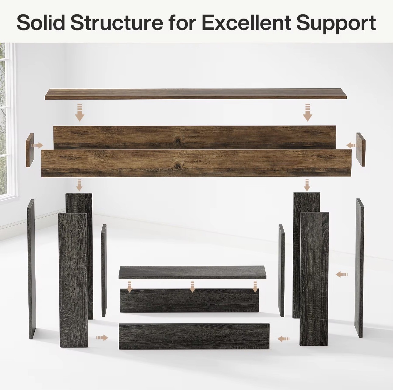 63″ Console Table, Farmhouse 2-Tier Entryway Table, Narrow Long Wood Sofa Table