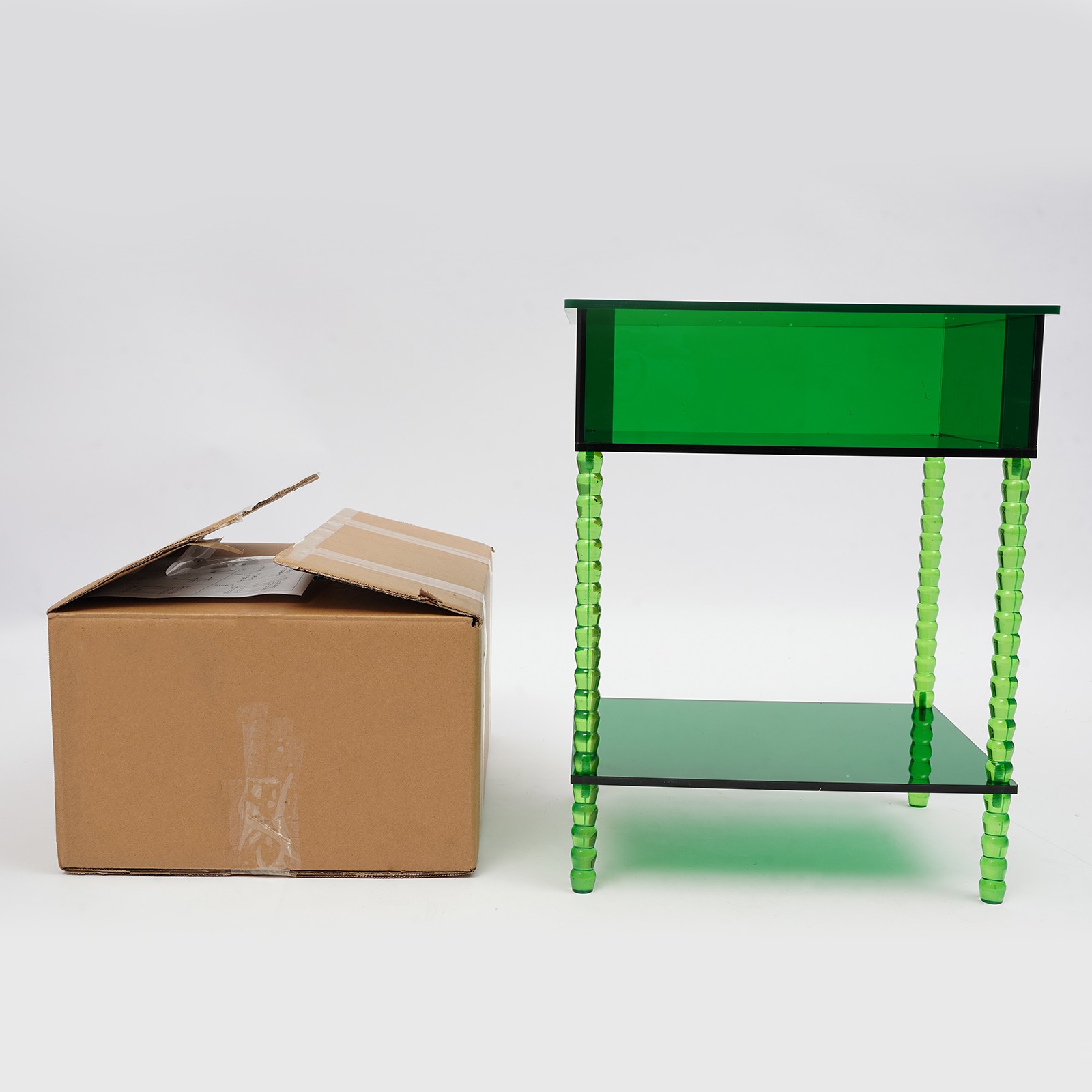 Acrylic Side Table End Table w/ Storage Nightstand for Living Room Bedroom Green