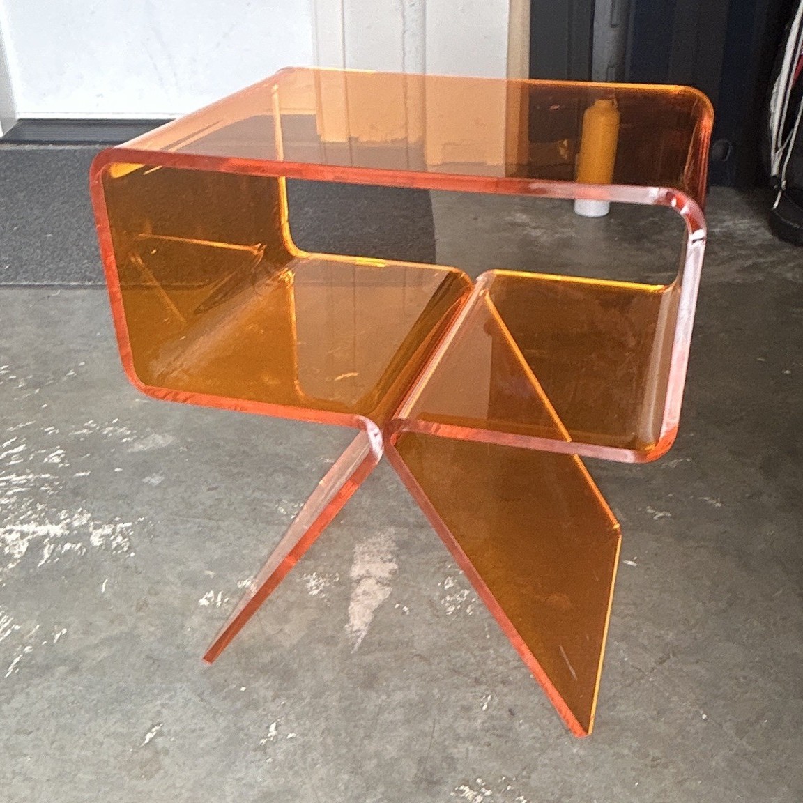 Orange Transparent Acrylic End/Side Table 12in L x 15in W x 17in H