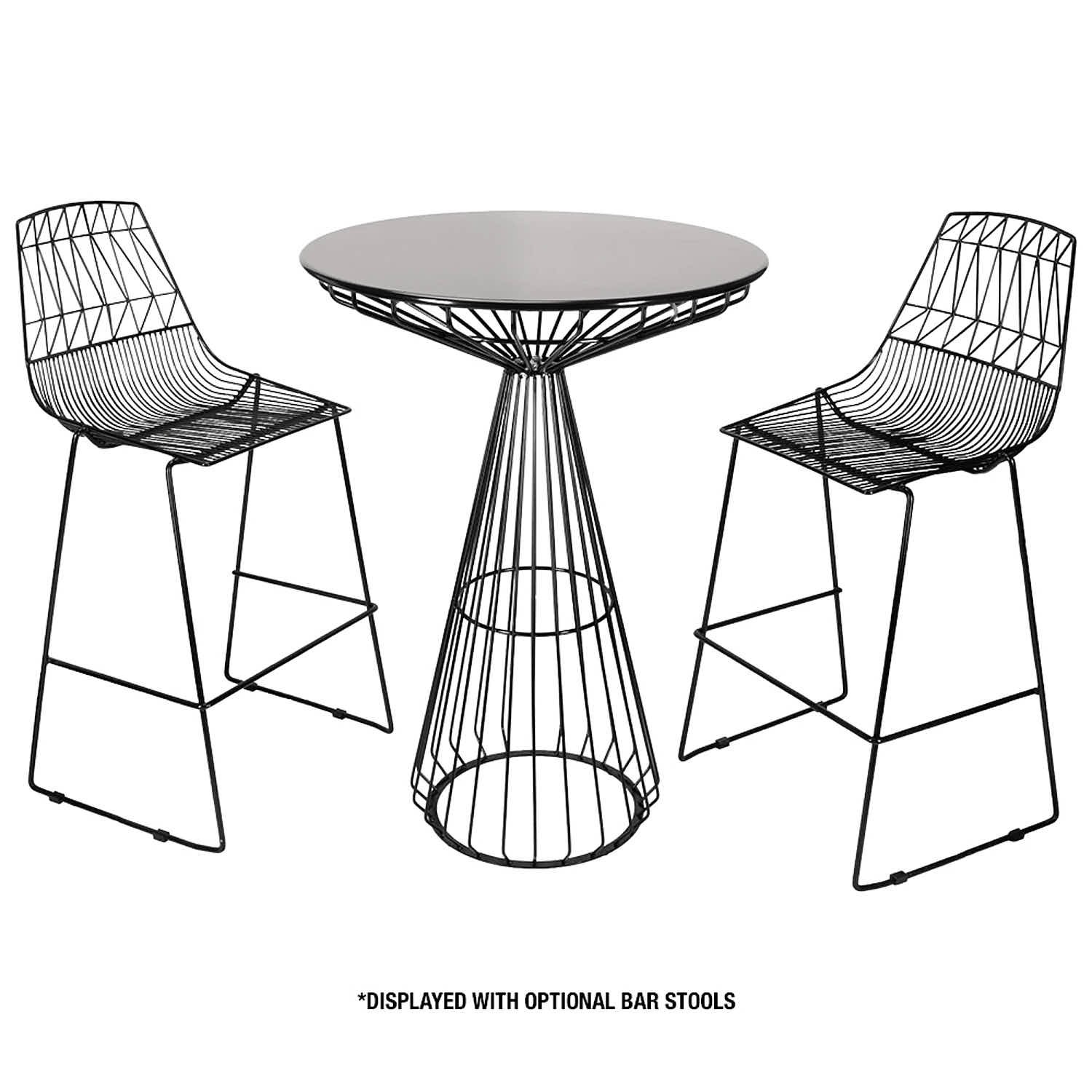Black Wire Cocktail Table with 32” Round Black Top and Durable Black Steel Base