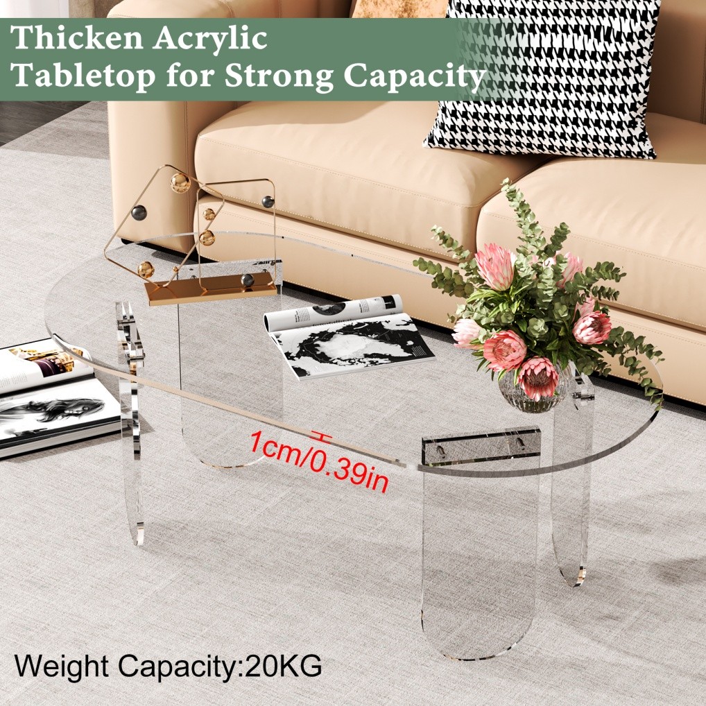 Acrylic Coffee Table Clear Coffee Table with Anti-scratch PVC Cover Sofa Table