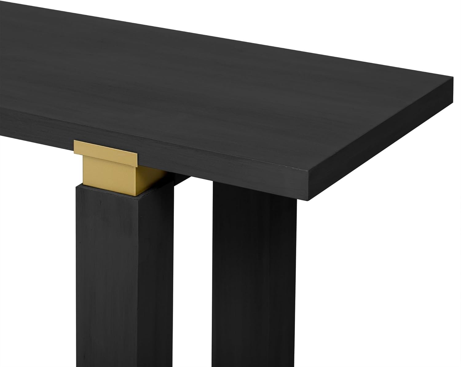 Minimalist Console Table, Solid Wood Entryway Table w/Shelf and Metal Accents