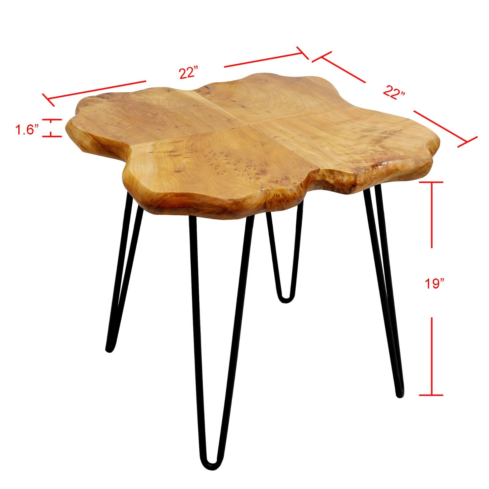 Greenage Natural Cedar Root Live Edge Coffee Table with Hairpin Legs Heavy Thick