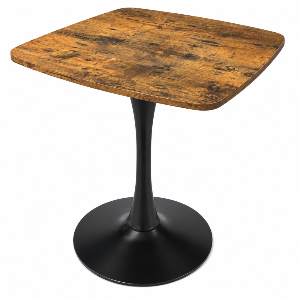 24″ Square Tulip Table with MDF Tabletop & Matte Black Metal Pedestal Base