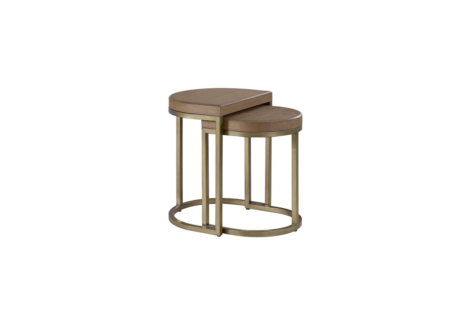 Modern design (MDF + metal) nested table – light brown, elm wood veneer