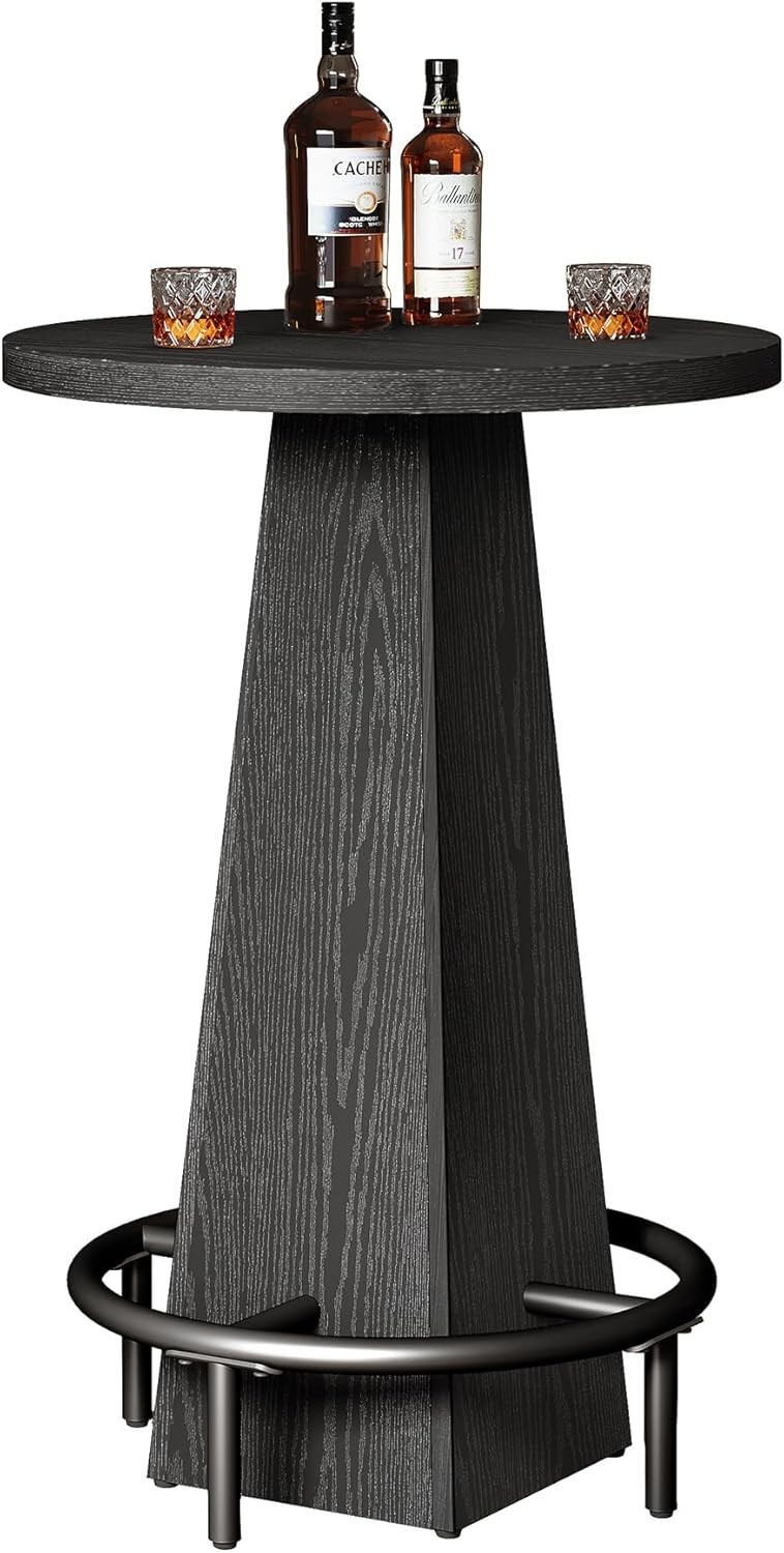Bar Table, 37.4″ High Round Pub Table for Small Bars, Dining Room, Kitchen-Black