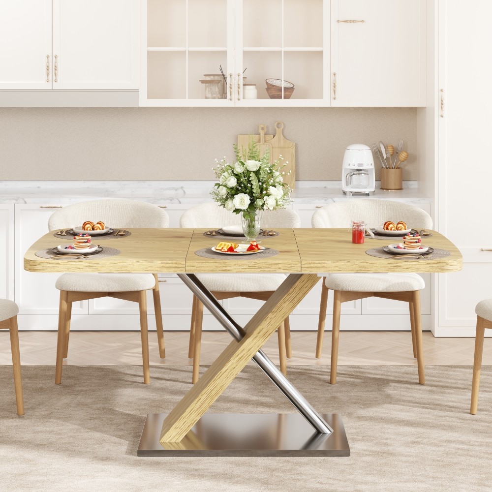 47.25”-63”Modern White Glossy Dining Tablefor4-6People Extendable Dining Table