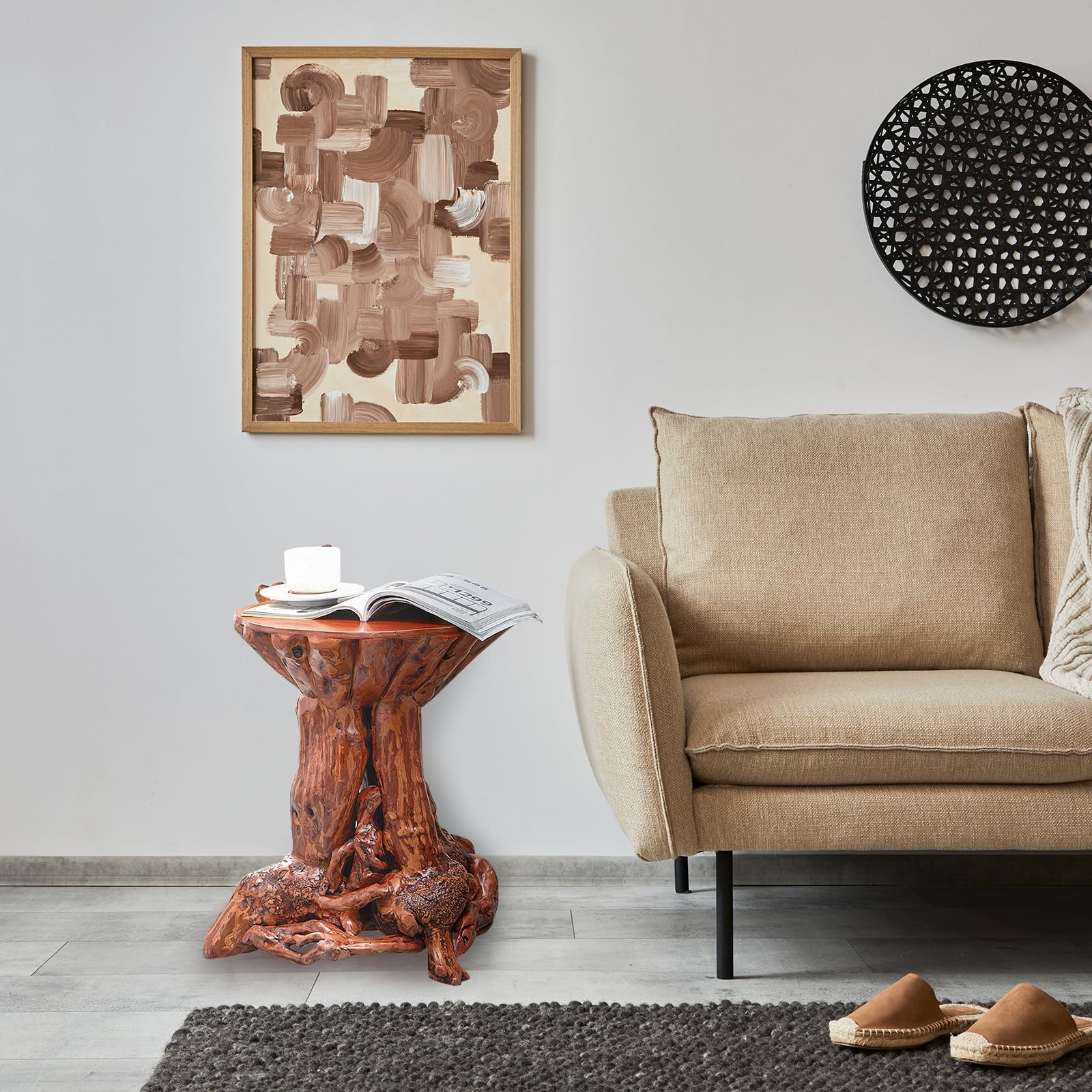 Rustic Azalea Tree Stump/Root End Table | Unique Wood Root Log Side Table | R…