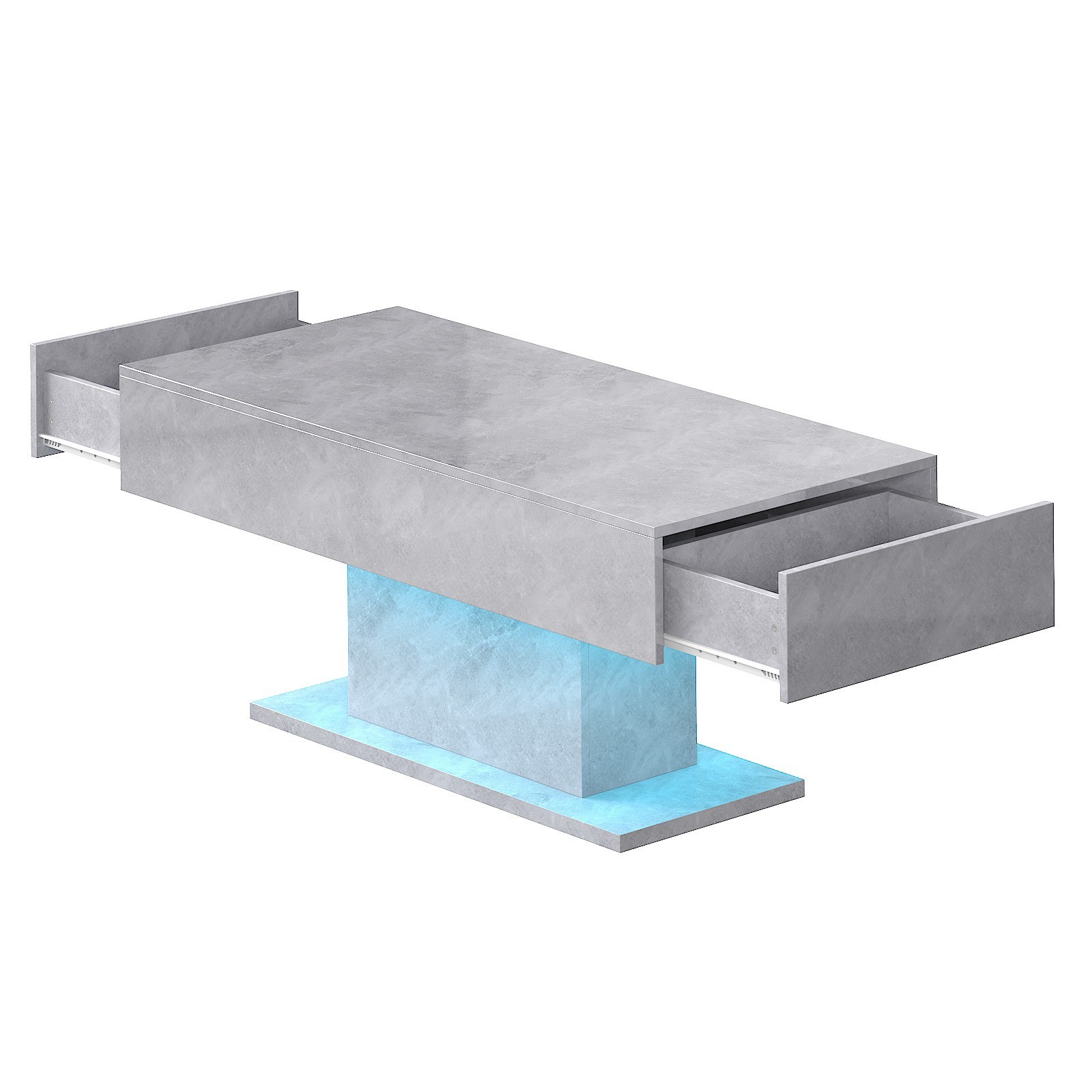 High Glossy Led Coffee Table with 2 Storage Drawers for Living Room Center Table