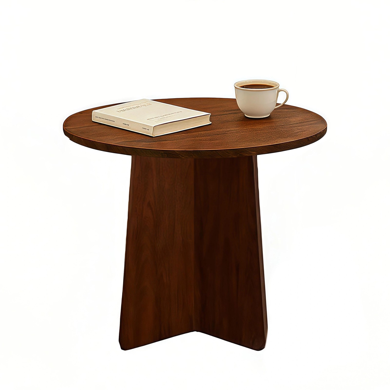 Short Small Round Coffee Table 15.7×15.7in, Side Table Walnut