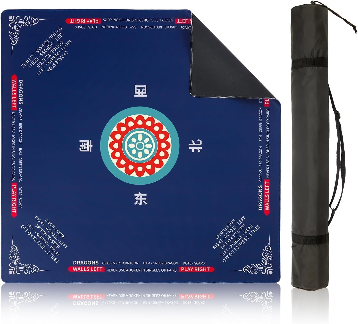Luxury Non-Slip Gaming Mat 31.5”x31.5” with Portable Carry Bag – Navy Design