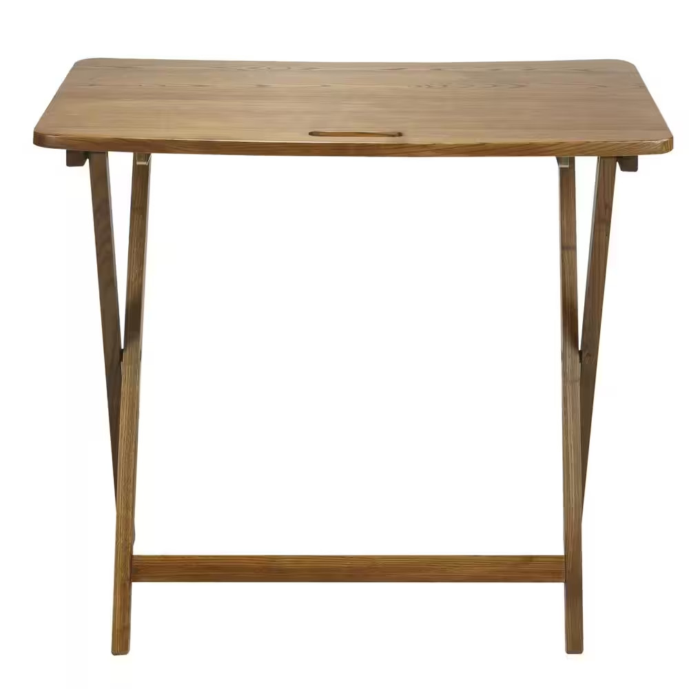 28 In. W Warm Brown New Color Solid Red Oak Wood Folding Table