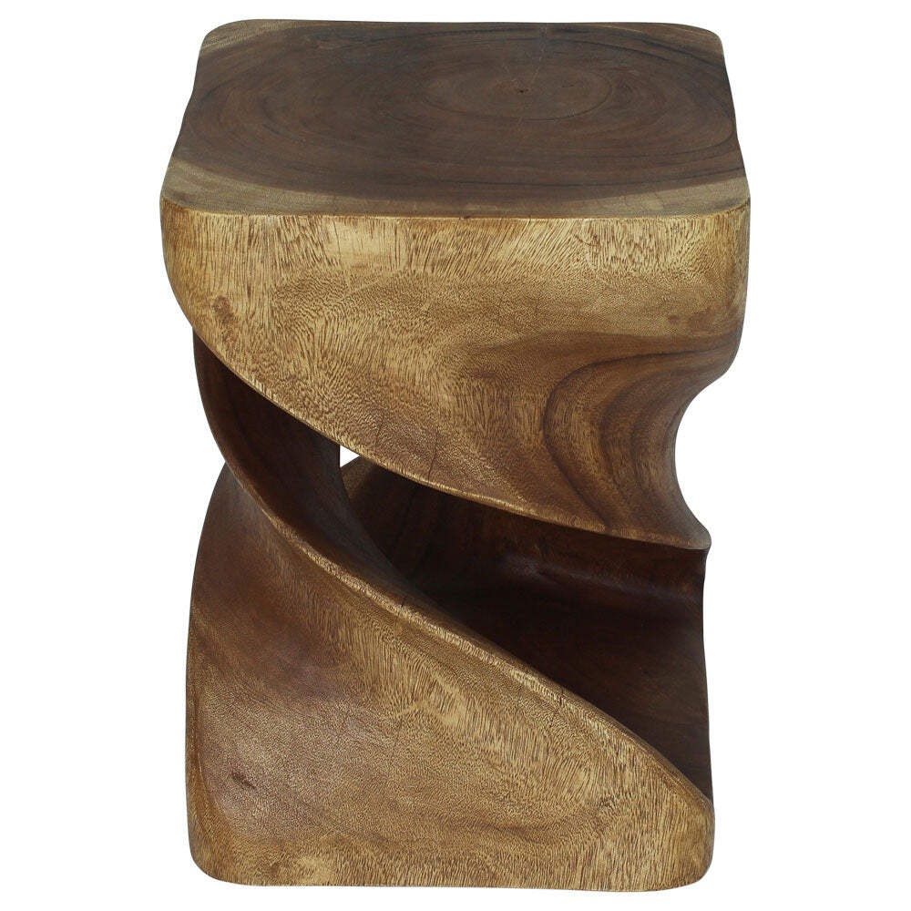 Haussmann Double Twist Wood End Table 15x15x20 in Height Walnut Oil