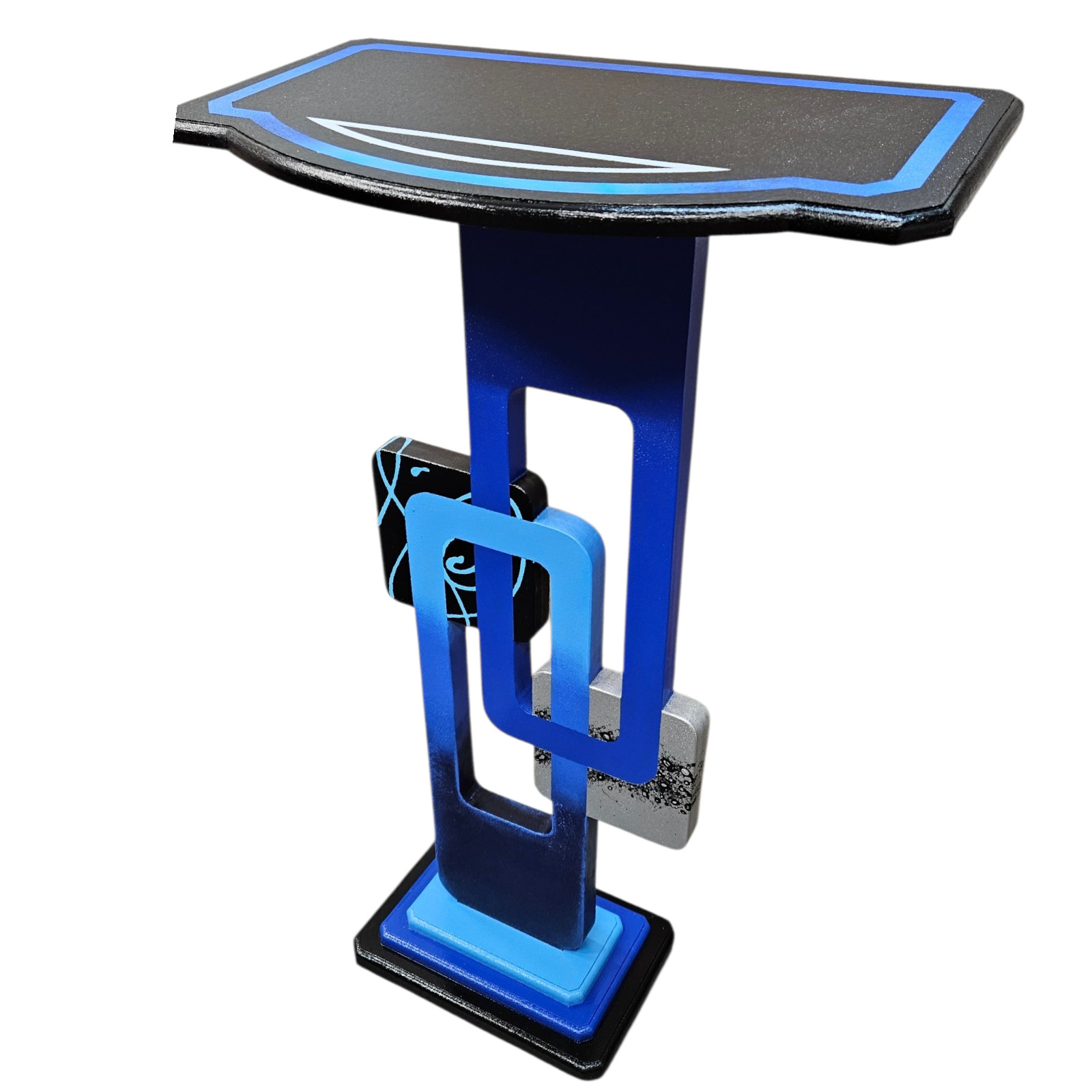 Cobalt Blue Abstract table, Contemporary modern accent end table, 30″ by Art69