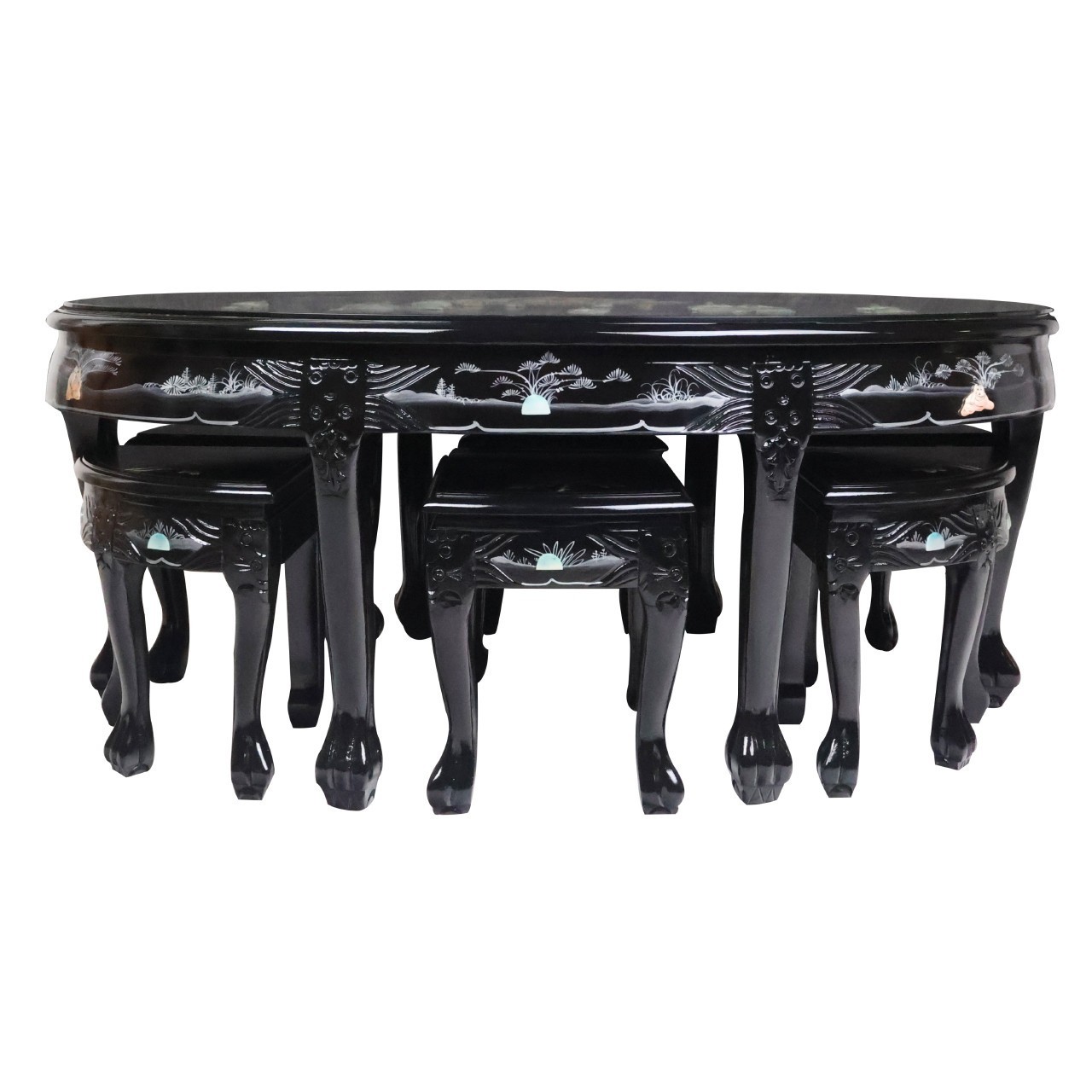 Shiny Black Lacquer Oriental Coffee Table