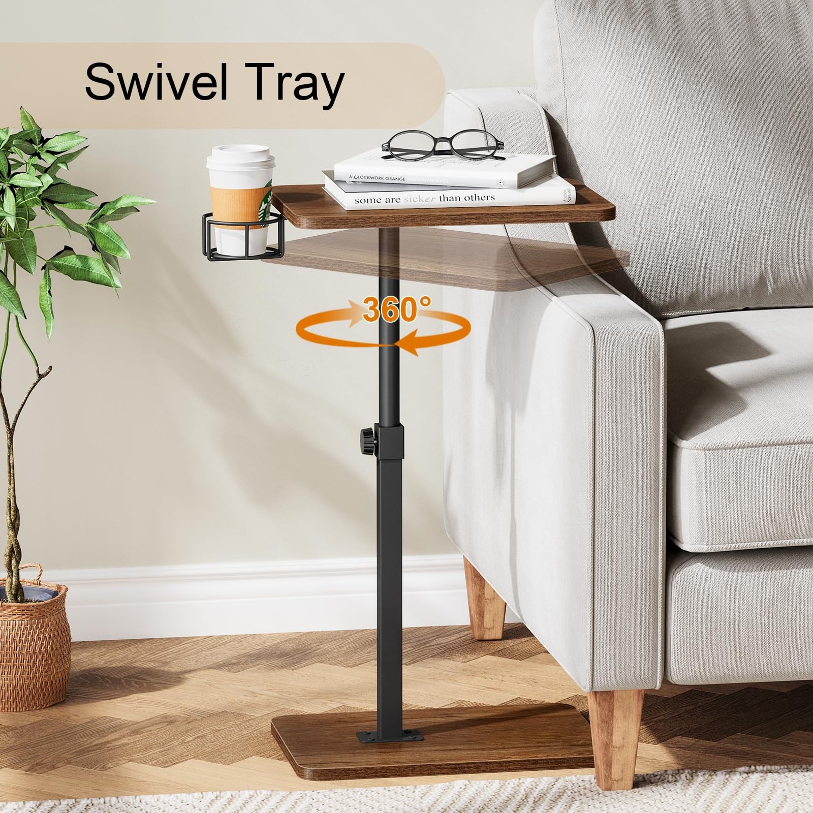 TV Tray Table 360° Swivel Height Adjustable TV Trays for Eating on CouchSofa …