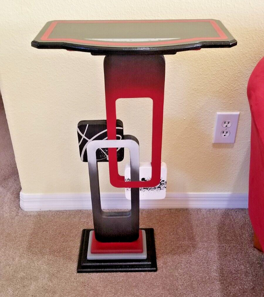 Cherry red Abstract table – Contemporary modern end table, accent table, 30″