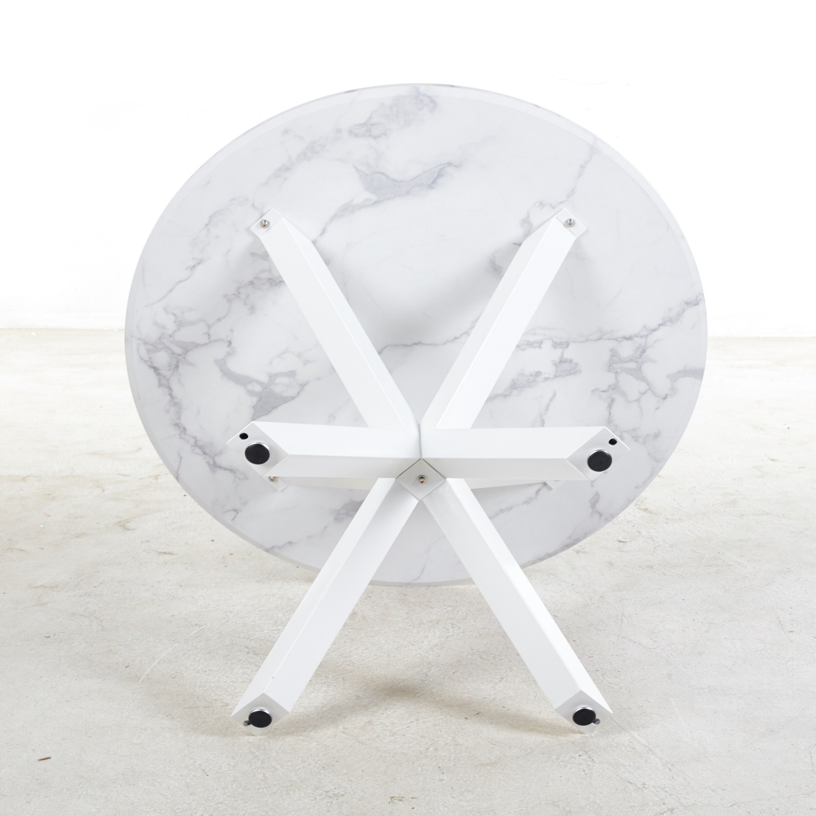 42.1 in Mid-century Dining Table for 4-6 People w/ Round MDF Top&Metal Cross Leg