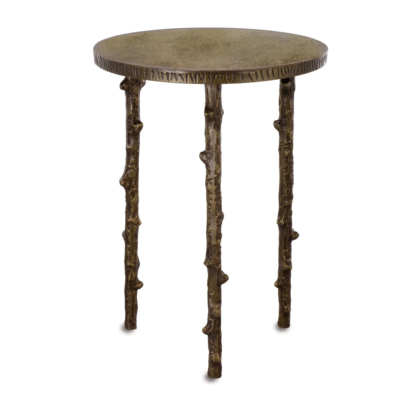 Three Branch End Table Rustic Wood Iron Accent Table Nature Inspired Furniture